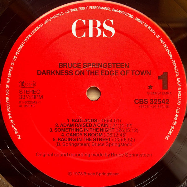Bruce Springsteen : Darkness On The Edge Of Town (LP, Album, RE)