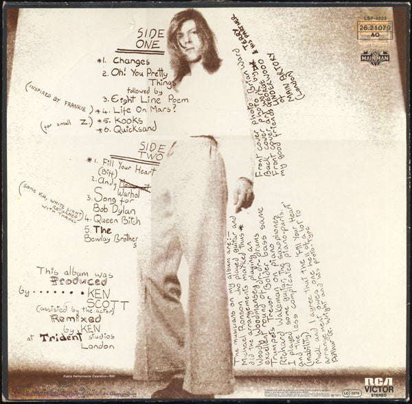 David Bowie : Hunky Dory (LP, Album, RE, Bla)