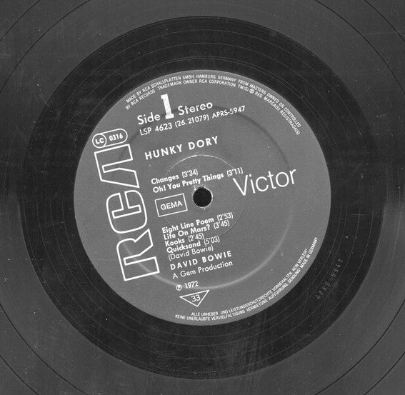 David Bowie : Hunky Dory (LP, Album, RE, Bla)