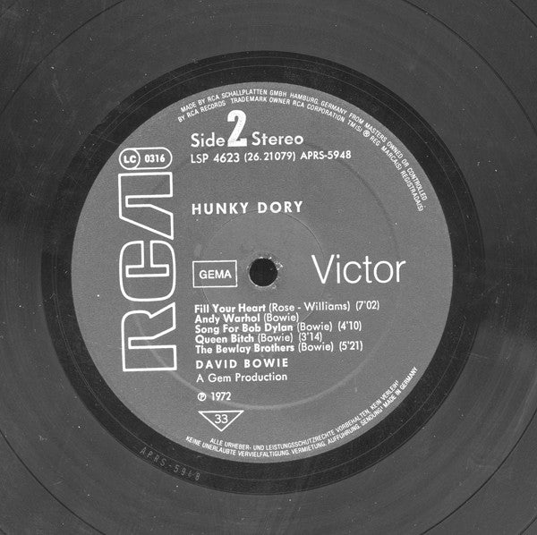 David Bowie : Hunky Dory (LP, Album, RE, Bla)