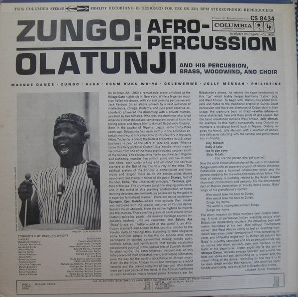 Babatunde Olatunji : Afro Percussion - Zungo! (LP, Album, 6-E)