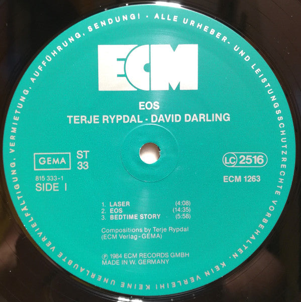 Terje Rypdal, David Darling : Eos (LP, Album)