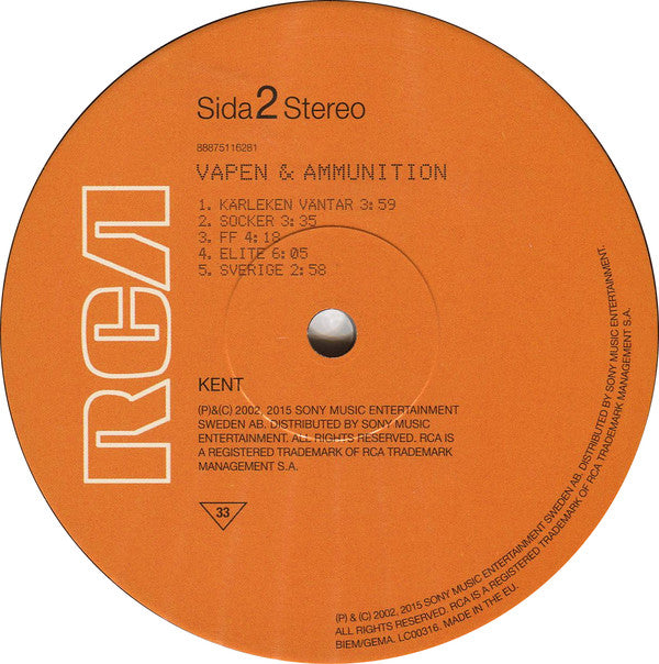 Kent (2) : Vapen & Ammunition (LP, Album, RE)