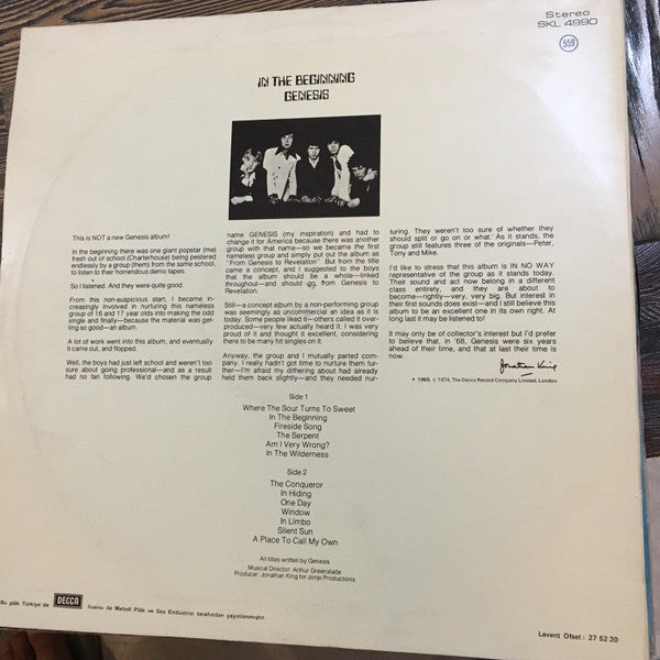 Genesis : In The Beginning (LP, Album, RE)