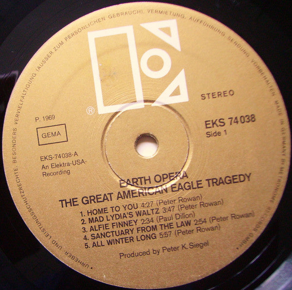Earth Opera : The Great American Eagle Tragedy (LP, Album)