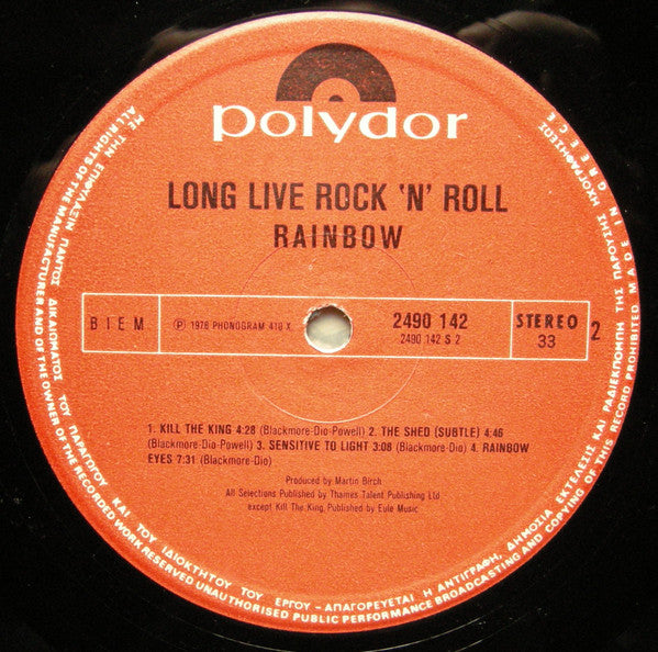 Rainbow : Long Live Rock 'N' Roll (LP, Album, Gat)