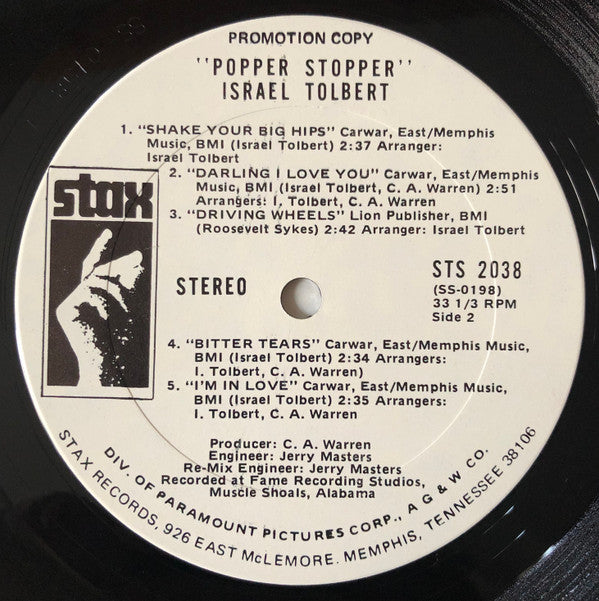 Israel Tolbert : Popper Stopper (LP, Album, Promo)