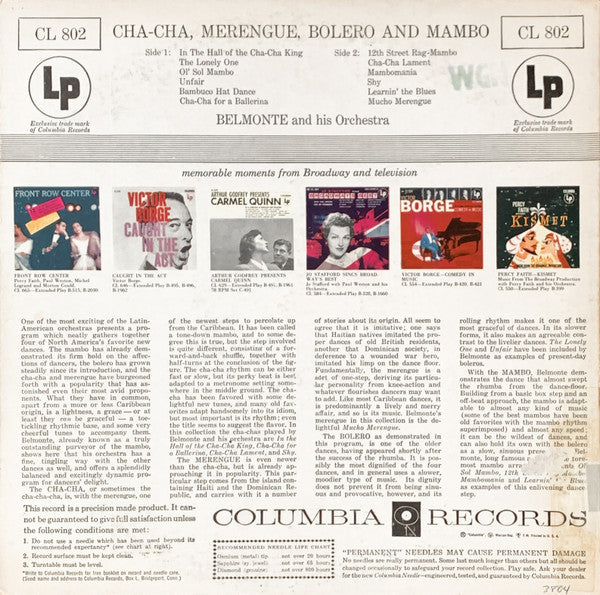 Belmonte And His Afro-American Music : Cha-Cha, Merengue, Bolero And Mambo (LP, Album)