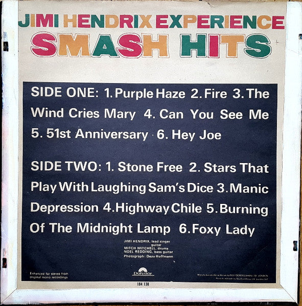 Jimi Hendrix Experience* : Smash Hits (LP, Comp, Mono)