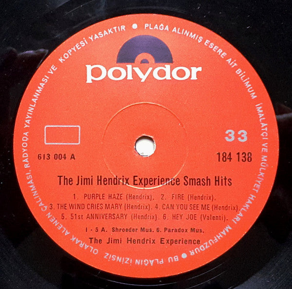 Jimi Hendrix Experience* : Smash Hits (LP, Comp, Mono)