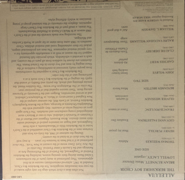 The Berkshire Boys Choir, Brian Runnett : Alleluia (LP)