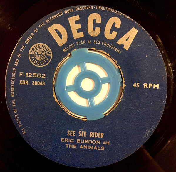 Eric Burdon & The Animals : See See Rider / Help Me Girl (7", Single)