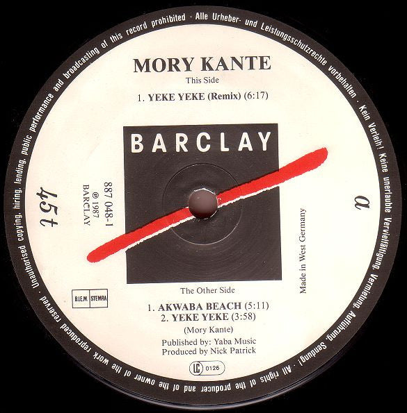 Mory Kante* : Yé Ké Yé Ké (12", Maxi)