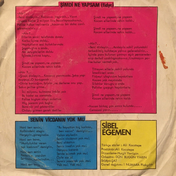 Sibel Egemen : Şimdi Ne Yapsam / Senin Vicdanın Yok Mu! (7", Single)