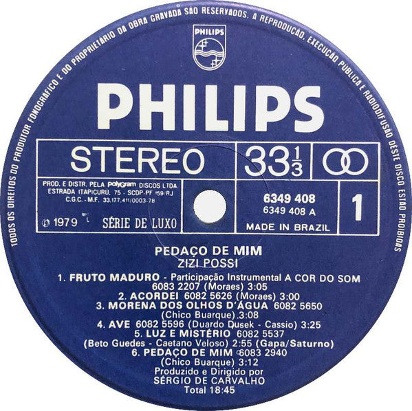 Zizi Possi : Pedaço De Mim (LP, Album)