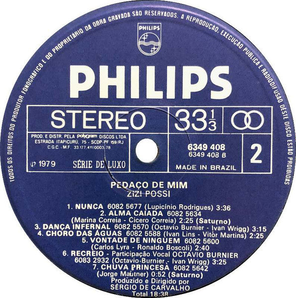 Zizi Possi : Pedaço De Mim (LP, Album)