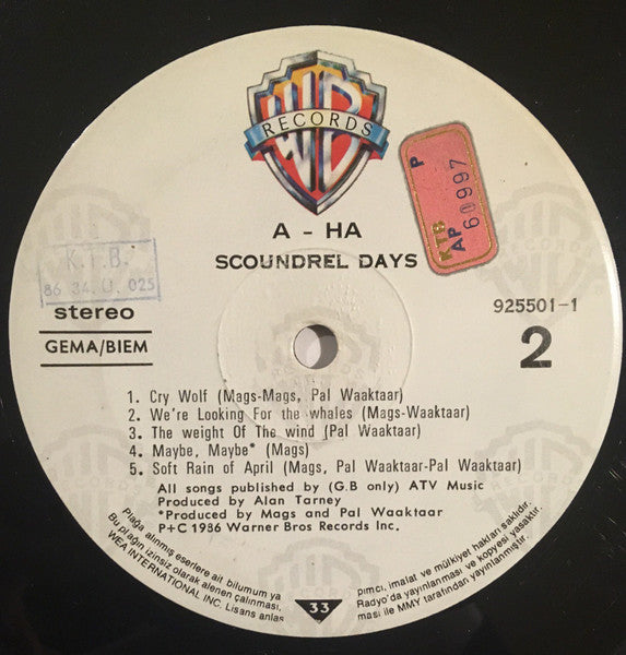a-ha : Scoundrel Days (LP, Album)