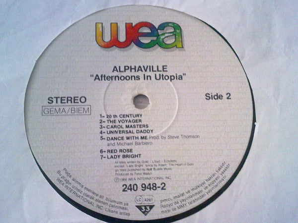 Alphaville : Afternoons In Utopia (LP, Album)