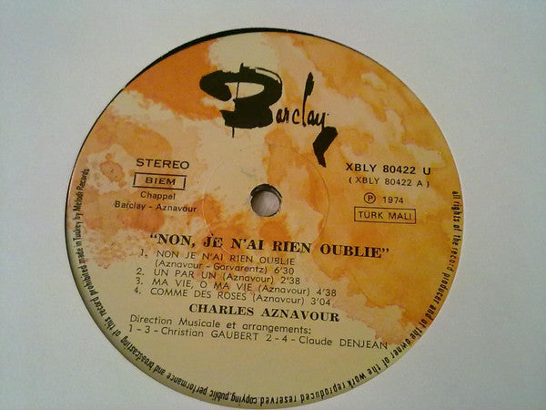 Charles Aznavour : Non, Je N'ai Rien Oublié (LP, Album)