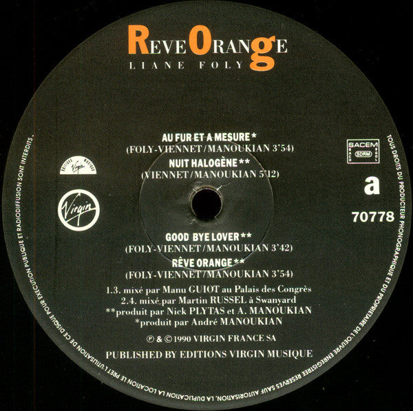 Liane Foly : Reve Orange (LP, Album)