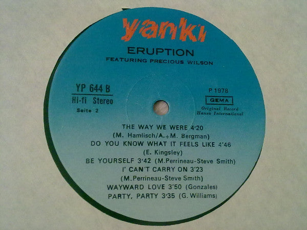 Eruption (4) Featuring Precious Wilson : Eruption (LP, Album)