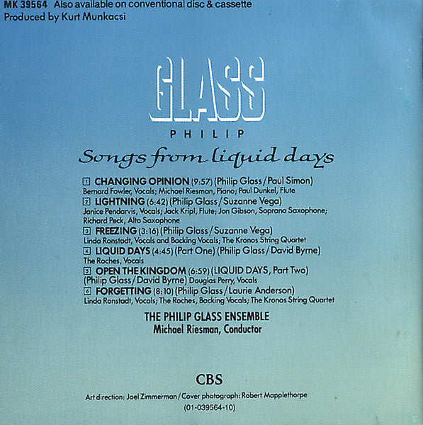 Philip Glass : Songs From Liquid Days (CD, Album)