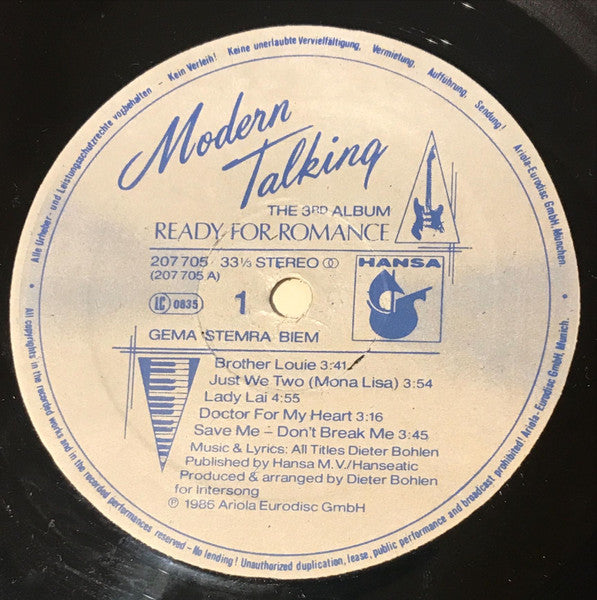 Modern Talking : Ready For Romance (The 3rd Album) (LP, Album)