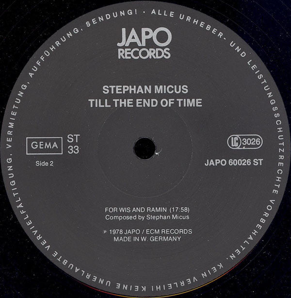 Stephan Micus : Till The End Of Time (LP, Album, 1st)