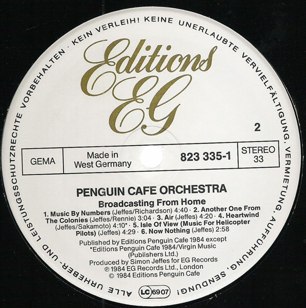 Penguin Cafe Orchestra : Broadcasting From Home (LP, Album)