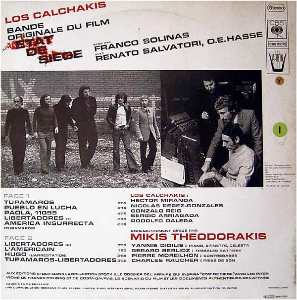 Mikis Theodorakis, Los Calchakis : Bande Originale Du Film "Etat De Siege" (LP, Album, Gat)