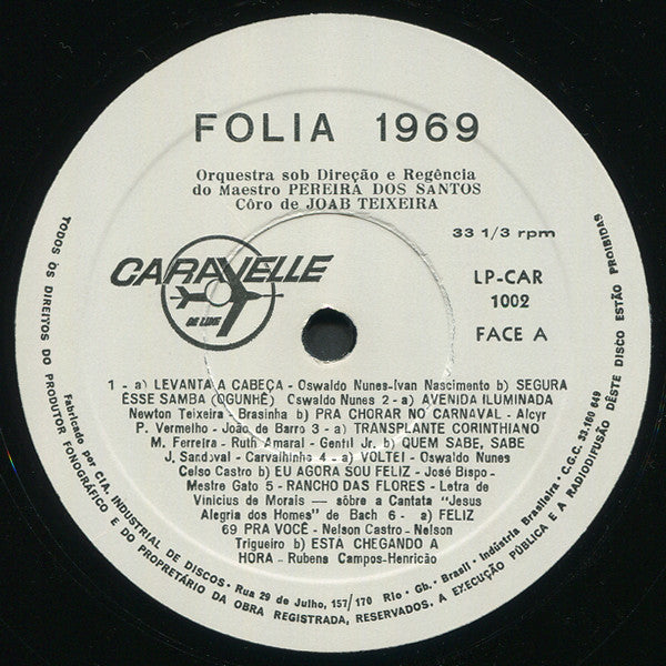 Orquestra De Pereira Dos Santos, Coral De Joab : Folia 1969 - 22 Sucessos Do Carnaval Brasileiro (LP)