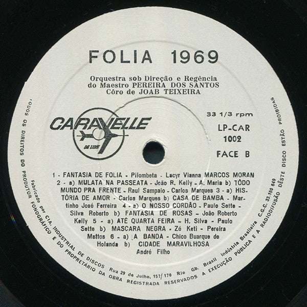 Orquestra De Pereira Dos Santos, Coral De Joab : Folia 1969 - 22 Sucessos Do Carnaval Brasileiro (LP)