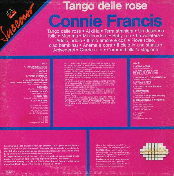 Connie Francis : Tango Delle Rose (LP, Comp)