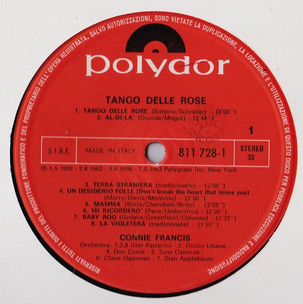 Connie Francis : Tango Delle Rose (LP, Comp)