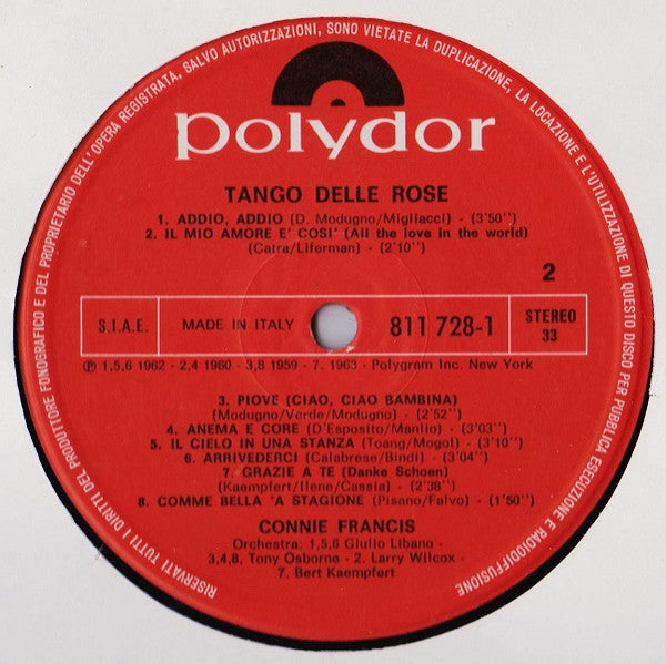 Connie Francis : Tango Delle Rose (LP, Comp)
