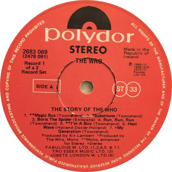 The Who : The Story Of The Who (2xLP, Comp)