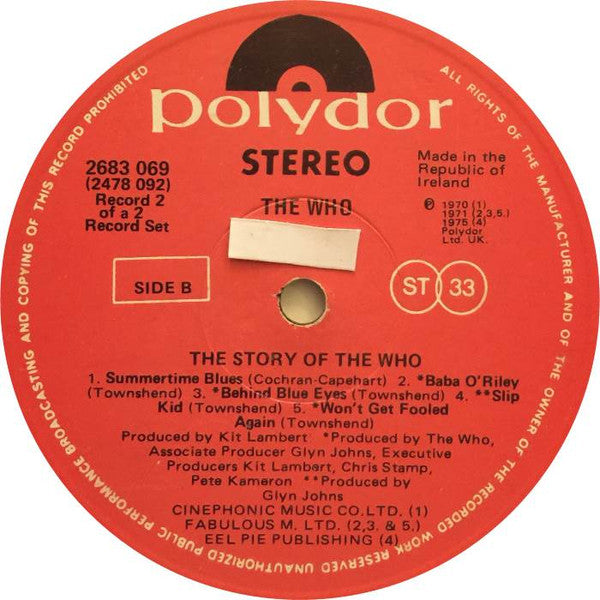 The Who : The Story Of The Who (2xLP, Comp)