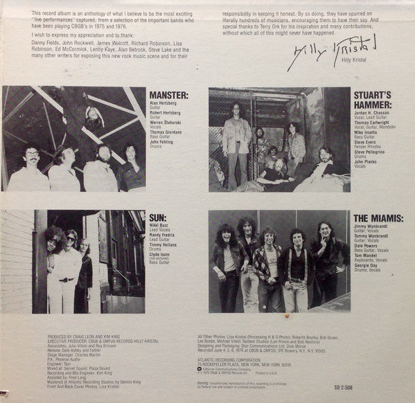 Various : Live At CBGB's - The Home Of Underground Rock (2xLP, Album, PR)