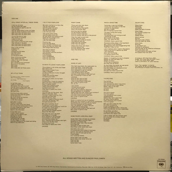 Paul Simon : Still Crazy After All These Years (LP, Album)