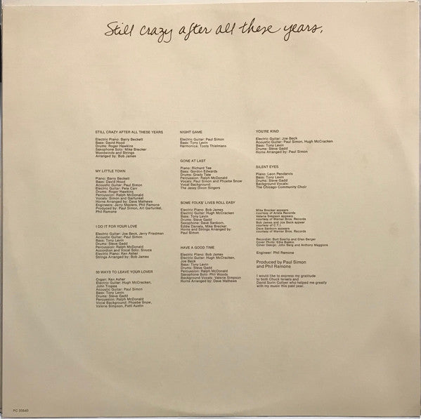 Paul Simon : Still Crazy After All These Years (LP, Album)