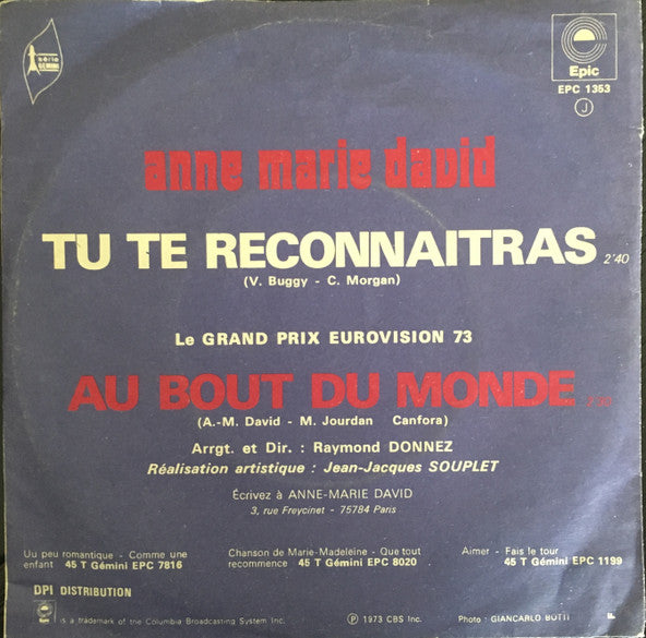 Anne-Marie David : Tu Te Reconnaitras (7", Single)