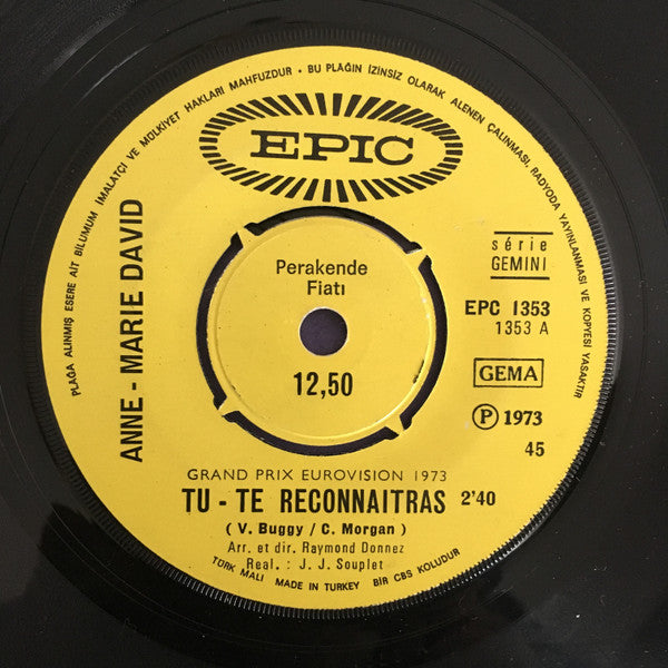Anne-Marie David : Tu Te Reconnaitras (7", Single)