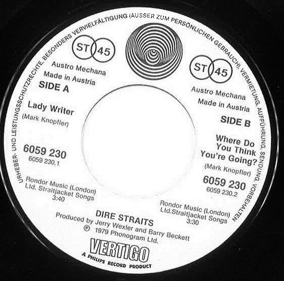 Dire Straits : Lady Writer (7", Single)