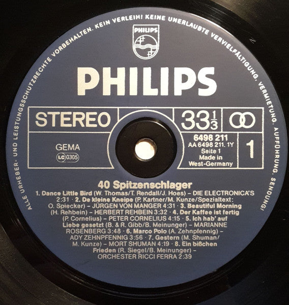 Various : 40 Spitzen-Schlager (3xLP, Comp + Box)