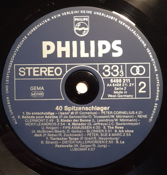 Various : 40 Spitzen-Schlager (3xLP, Comp + Box)