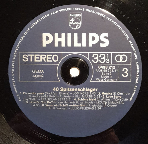 Various : 40 Spitzen-Schlager (3xLP, Comp + Box)