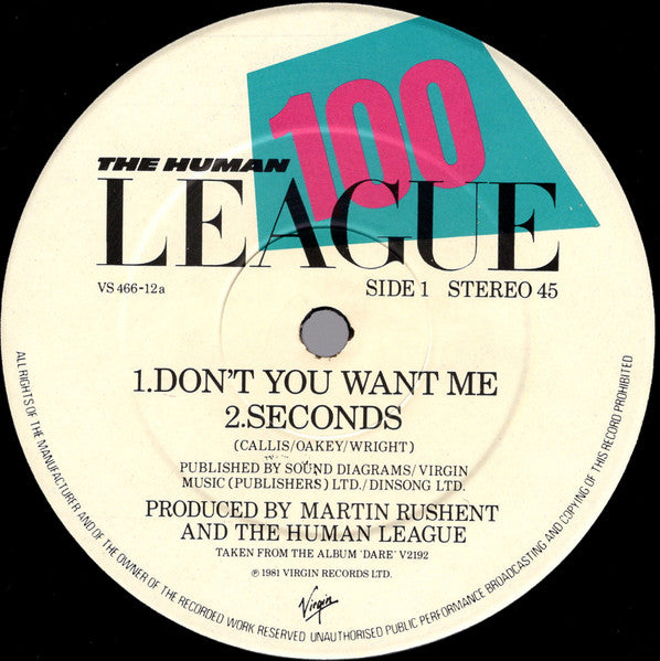 The Human League : Don't You Want Me (12", Single)