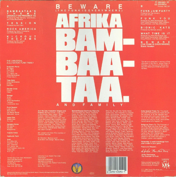 Afrika Bambaataa & Family : Beware (The Funk Is Everywhere) (LP, Album)