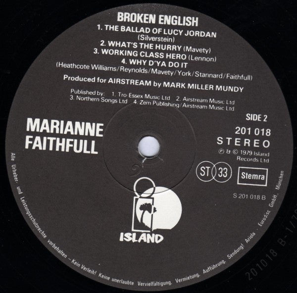 Marianne Faithfull : Broken English (LP, Album)